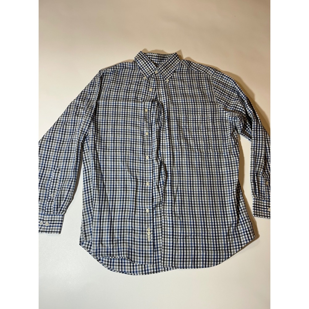 Croft & Barrow Button Down Shirt Men's 16.5 34/35 Blue Gingham Classic Fit